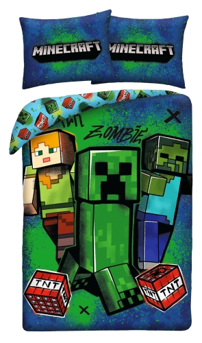 Pościel Młodzieżowa 140x200 MINECRAFT Steve Creeper Mikrofibra 