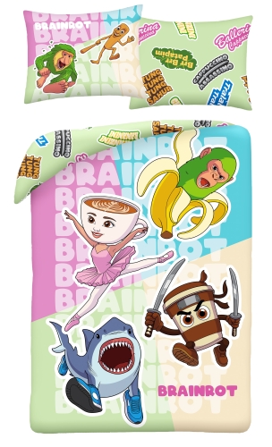 Pościel Młodzieżowa 140x200 Brainrot Mikrofibra 
