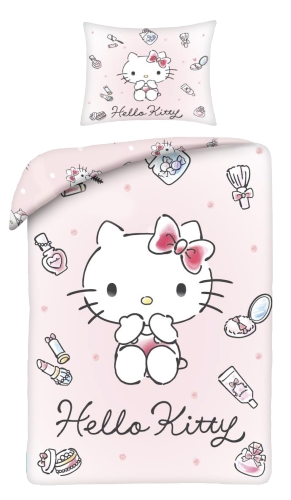 Pościel Młodzieżowa 140x200 Hello Kitty kotek różowy Mikrofibra 