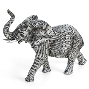 Figurka z żywicy poliestrowej Słoń 27 x 10 x 21 cm srebrna