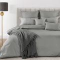 Pościel z Makosatyny bawełnianej 140x200 by Eva Minge Premium Jednobarwna Stalowy