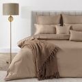 Pościel z Makosatyny bawełnianej 140x200 by Eva Minge Premium Jednobarwna Jasnobrązowy
