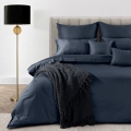 Pościel z Makosatyny bawełnianej 140x200 by Eva Minge Premium Jednobarwna Granatowy