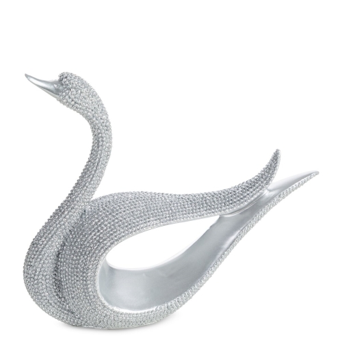 Figurka z żywicy poliestrowej Łabędź 19 x 6 x 14 cm srebrna