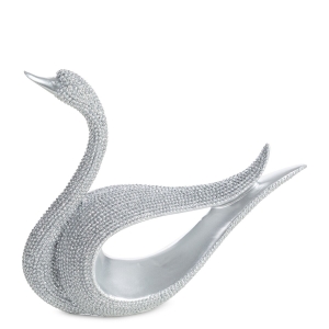 Figurka z żywicy poliestrowej Łabędź 18 x 6 x 15 cm srebrna