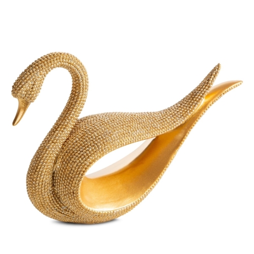 Figurka z żywicy poliestrowej Łabędź 19 x 6 x 14 cm złota