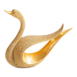 Figurka z żywicy poliestrowej Łabędź 18 x 6 x 15 cm złota