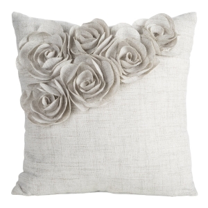 Poszewka Dekoracyjna 45x45 Flores Kwiaty beżowa 