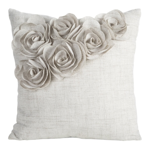 Poszewka Dekoracyjna 45x45 Flores Kwiaty beżowa 