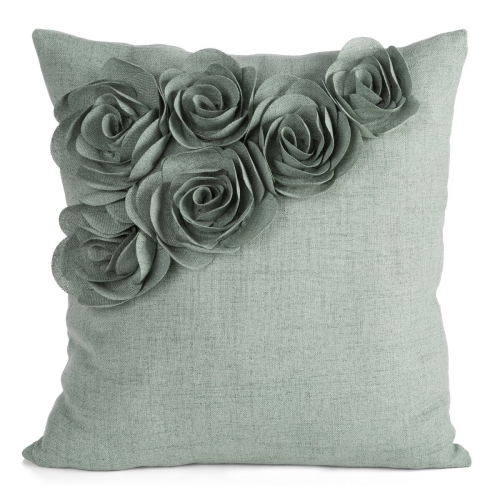 Poszewka Dekoracyjna 45x45 Flores Kwiaty zielona