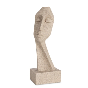 Figurka z żywicy i kamionki Postać 11 x 9 x 27 cm beżowa