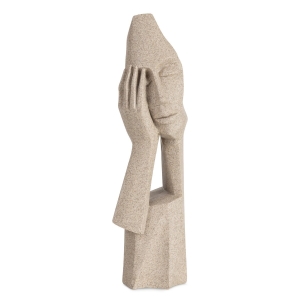 Figurka z żywicy i kamionki Postać 10 x 9 x 33 cm beżowa
