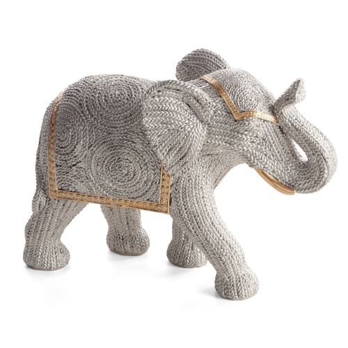 Figurka z żywicy i kamionki Słoń 25 x 9 x 18 cm srebrna