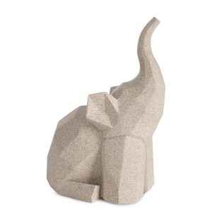 Figurka z żywicy i kamionki Słoń 18 x 14 x 27 cm beżowa