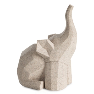 Figurka z żywicy i kamionki Słoń 16 x 12 x 21 cm beżowa
