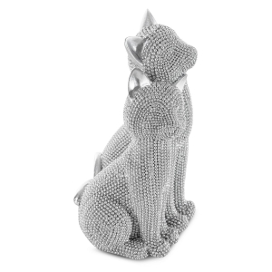 Figurka z żywicy poliestrowej Kotki 13 x 11 x 21 cm srebrna 