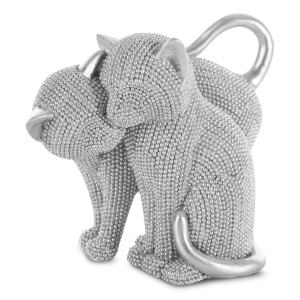Figurka z żywicy poliestrowej Kotki 16 x 10 x 13 cm srebrna  