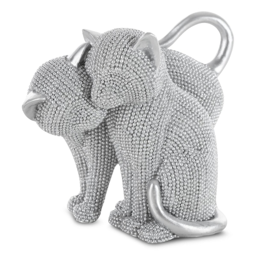 Figurka z żywicy poliestrowej Kotki 16 x 10 x 13 cm srebrna  