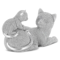 Figurka z żywicy poliestrowej Kotki 19 x 9 x 12 cm srebrna   
