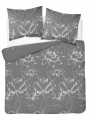 Pościel Bawełniana 160x200cm Kwiaty Liście Popielata Szara