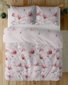 Pościel Bawełniana 160x200cm Kwiaty Różowa pudrowa