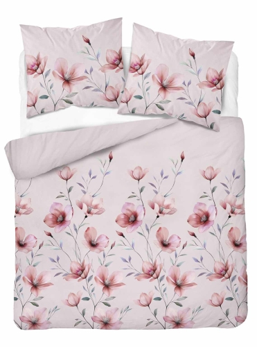 Pościel Bawełniana 180x200cm Kwiaty Różowa pudrowa