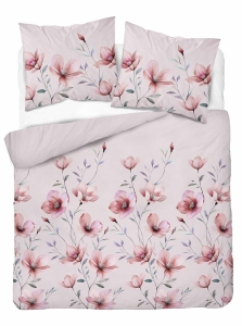 Pościel Bawełniana 220x200cm Kwiaty Różowa pudrowa