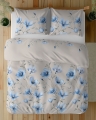 Pościel Bawełniana 160x200cm Kwiaty niebieskie