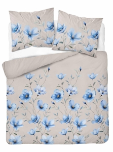 Pościel Bawełniana 160x200cm Kwiaty niebieskie