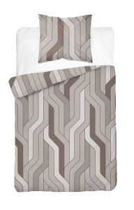 Pościel Bawełniana 140x200cm Geometryczna Beżowa