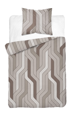 Pościel Bawełniana 140x200cm Geometryczna Beżowa