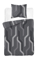 Pościel Bawełniana 140x200cm Geometryczna Popielata Szara