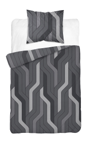 Pościel Bawełniana 140x200cm Geometryczna Popielata Szara