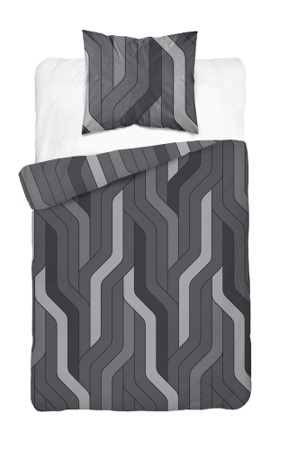 Pościel Bawełniana 140x200cm Geometryczna Popielata Szara