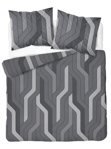 Pościel Bawełniana 180x200cm Geometryczna Popielata Szara