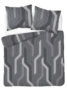 Pościel Bawełniana 220x200cm Geometryczna Popielata Szara