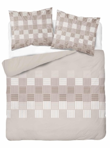 Pościel Bawełniana 160x200cm Geometryczna Beżowa