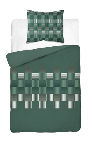 Pościel Bawełniana 140x200cm Geometryczna Zielona