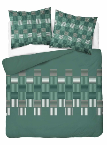 Pościel Bawełniana 160x200cm Geometryczna Zielona