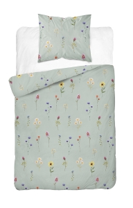 Pościel Bawełniana 140x200cm Łąka kwietna Miętowa