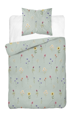 Pościel Bawełniana 140x200cm Łąka kwietna Miętowa