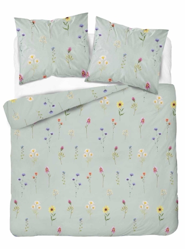 Pościel Bawełniana 180x200cm Kwietna łąka Miętowa