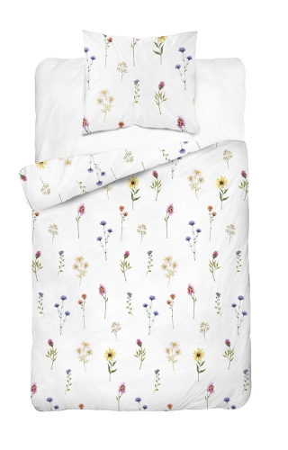 Pościel Bawełniana 140x200cm Łąka kwietna na jasnym tle
