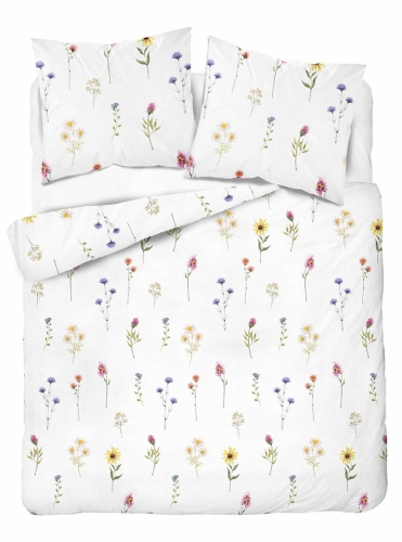 Pościel Bawełniana 180x200cm Kwietna łąka na jasnym tle