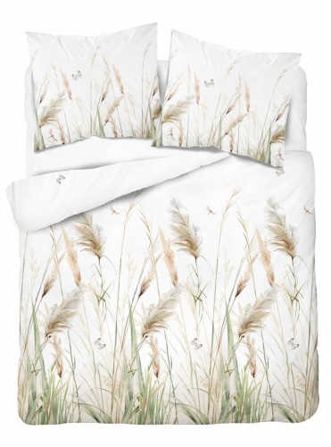 Pościel Bawełniana 160x200cm Łąka Trawy na jasnym tle 