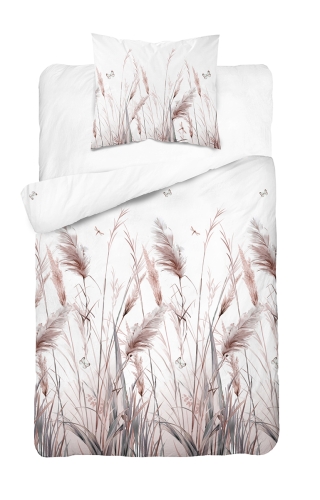 Pościel Bawełniana 140x200cm Łąka Trawy na jasnym tle 
