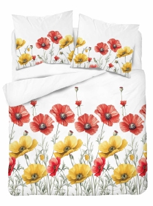 Pościel Bawełniana 160x200cm Maki kolorowe na jasnym tle 