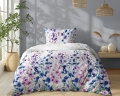 Pościel Bawełniana 140x200cm Kwiaty niebieskie fiołkowe na jasnym tle  