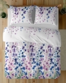 Pościel Bawełniana 180x200cm Kwiaty niebieskie fiołkowe na jasnym tle 