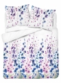 Pościel Bawełniana 180x200cm Kwiaty niebieskie fiołkowe na jasnym tle 